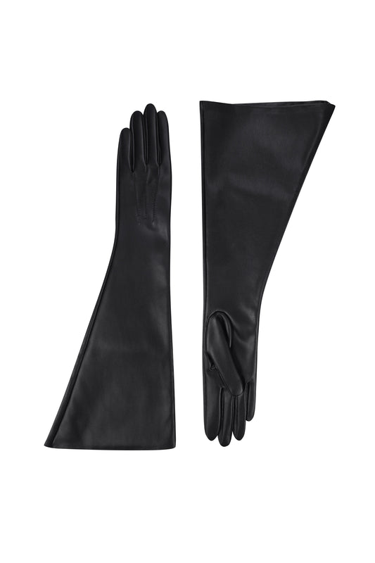 Рукавиці чорні з еко-шкіри довгі