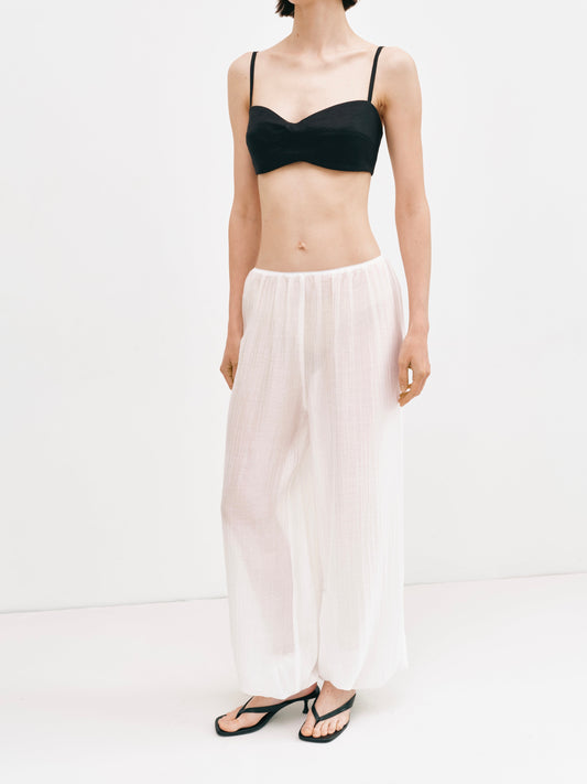 Штани з резинкою по низу молочні