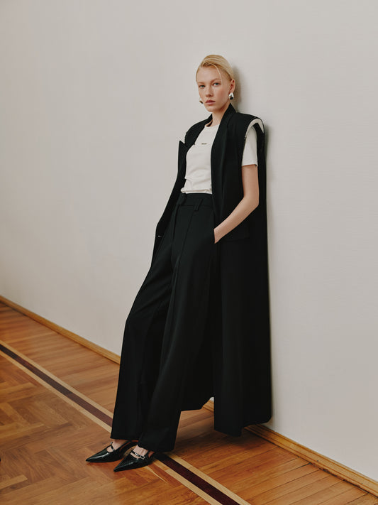 Straight black pencil trousers