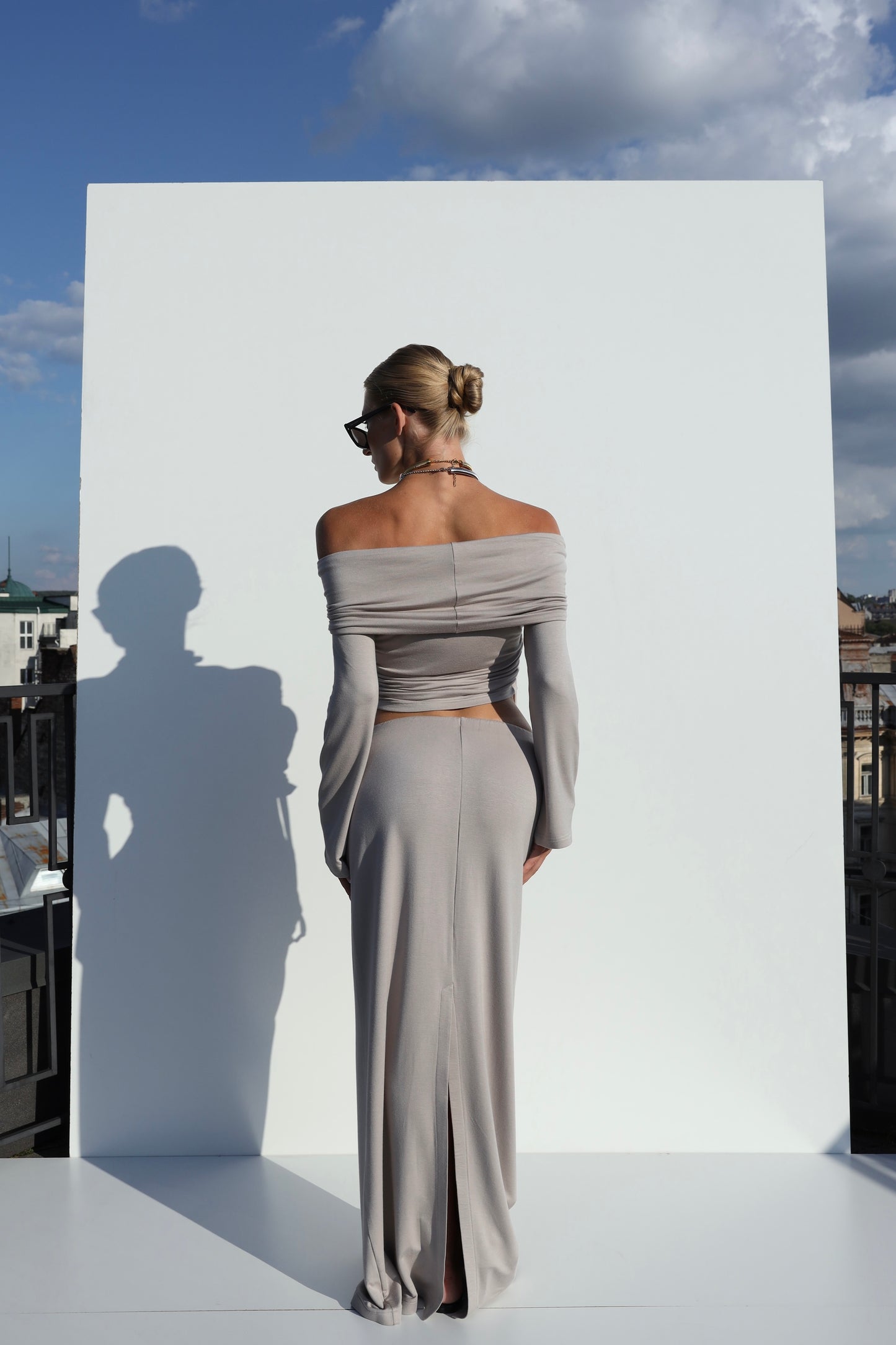 Beige Knit Maxi Skirt