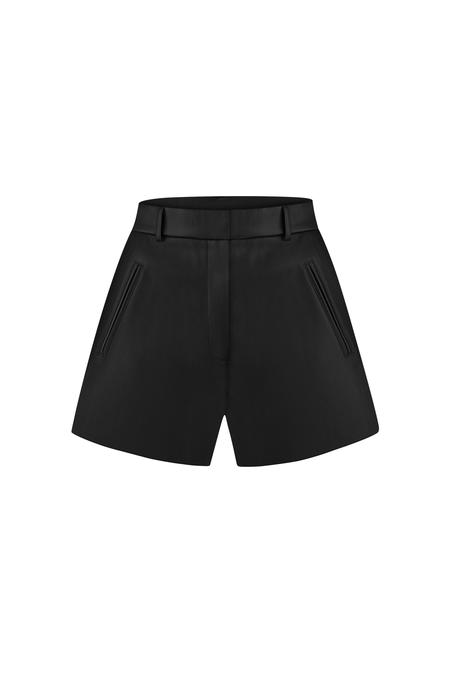 Black eco-leather mini shorts