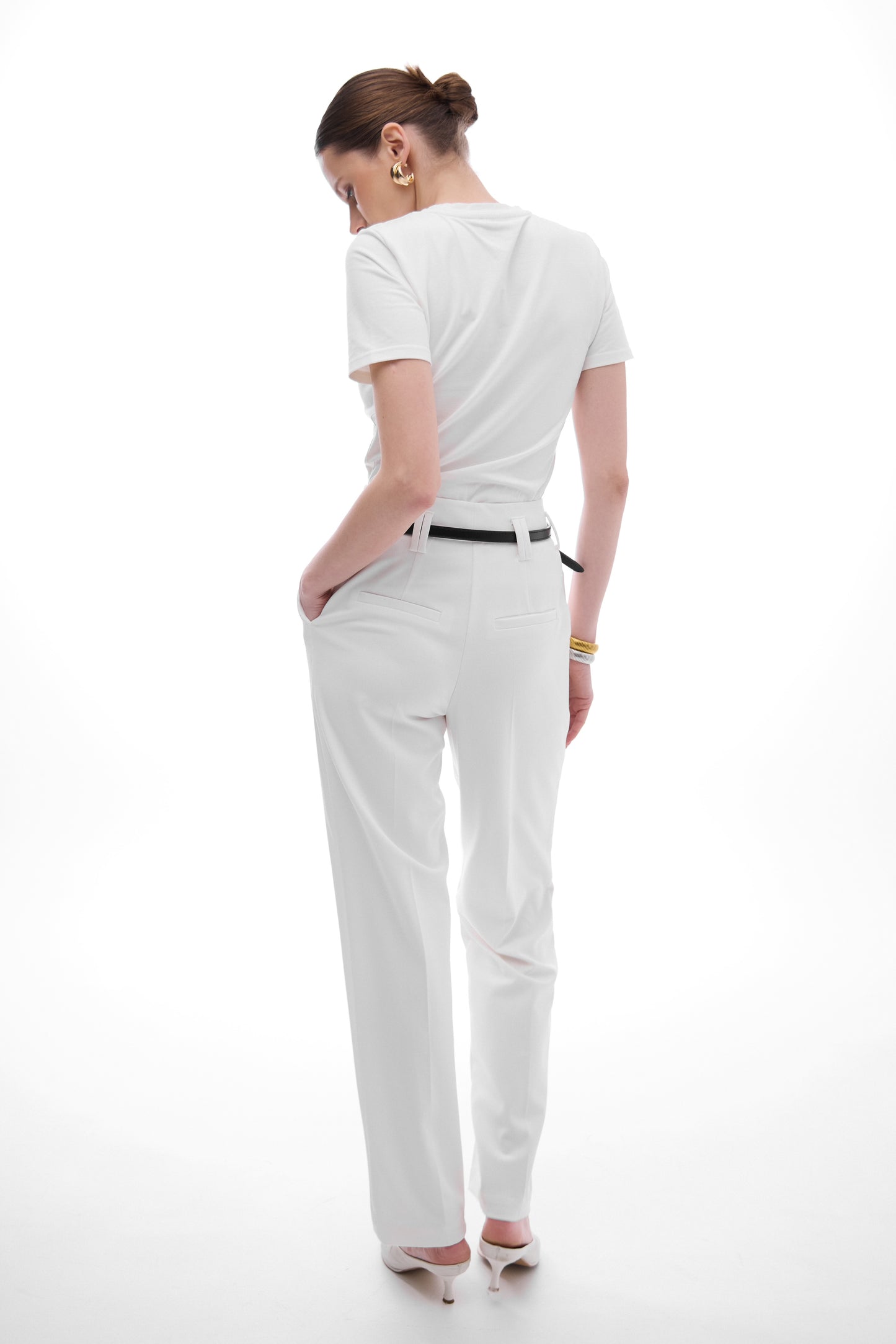 Штани олівець прямі молочні