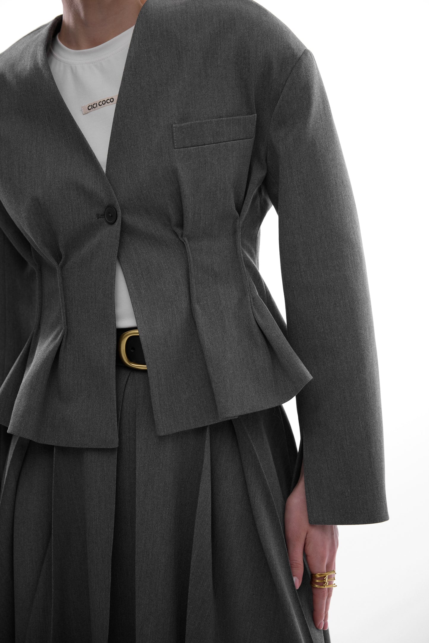 Жакет на талію короткий сірий