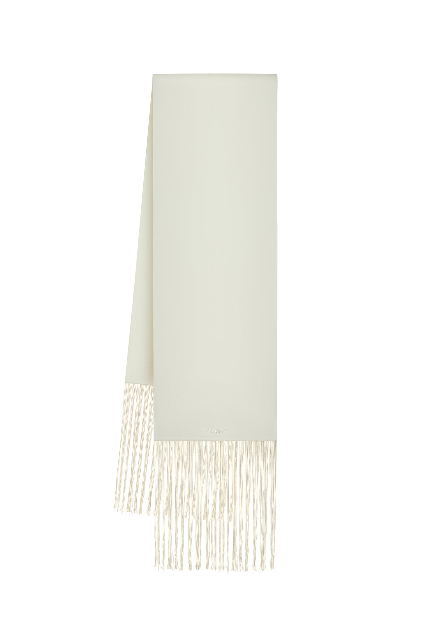 Сатиновий молочний шарф з бахрамою
