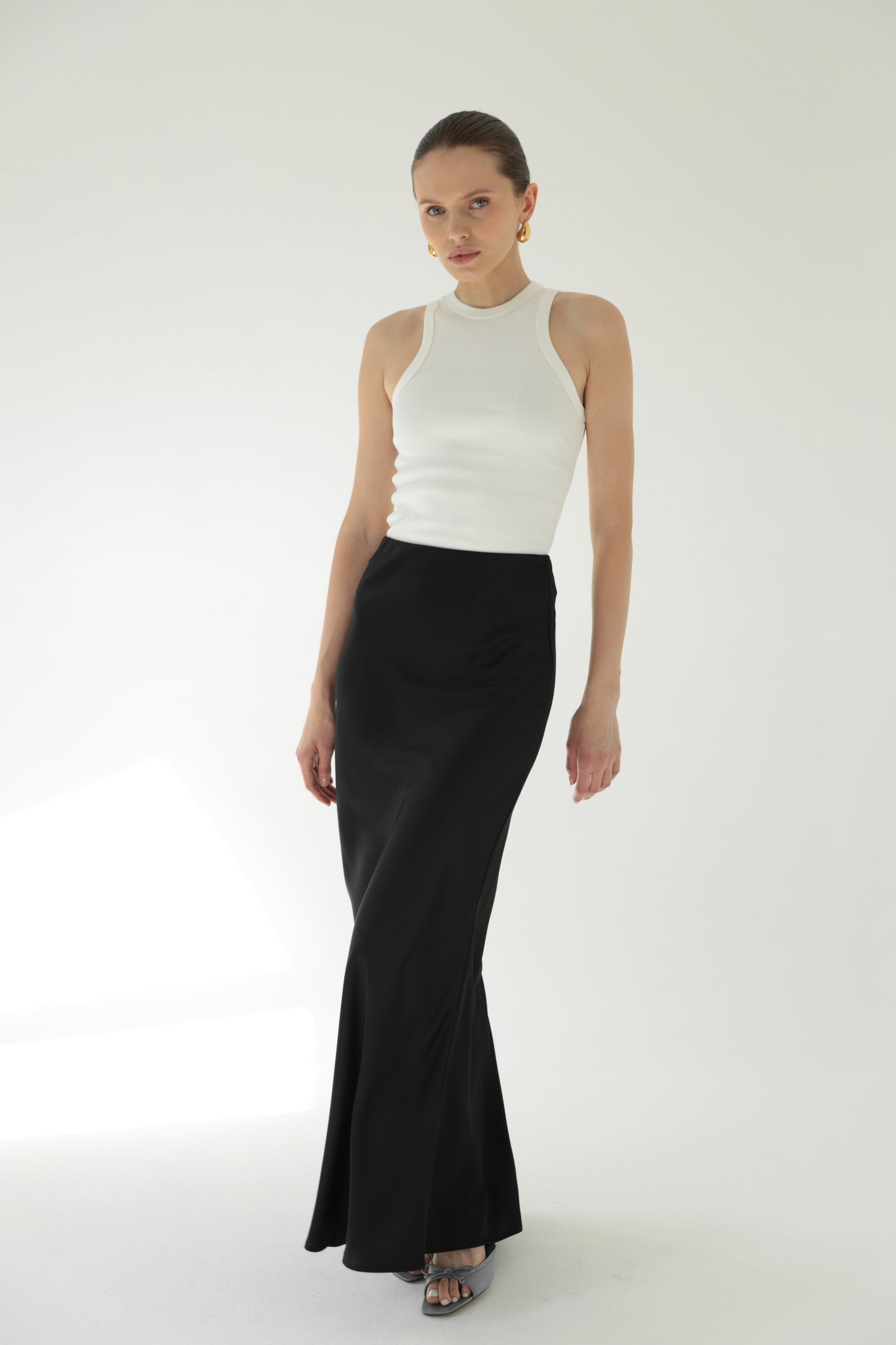 Спідниця максі сатин чорна