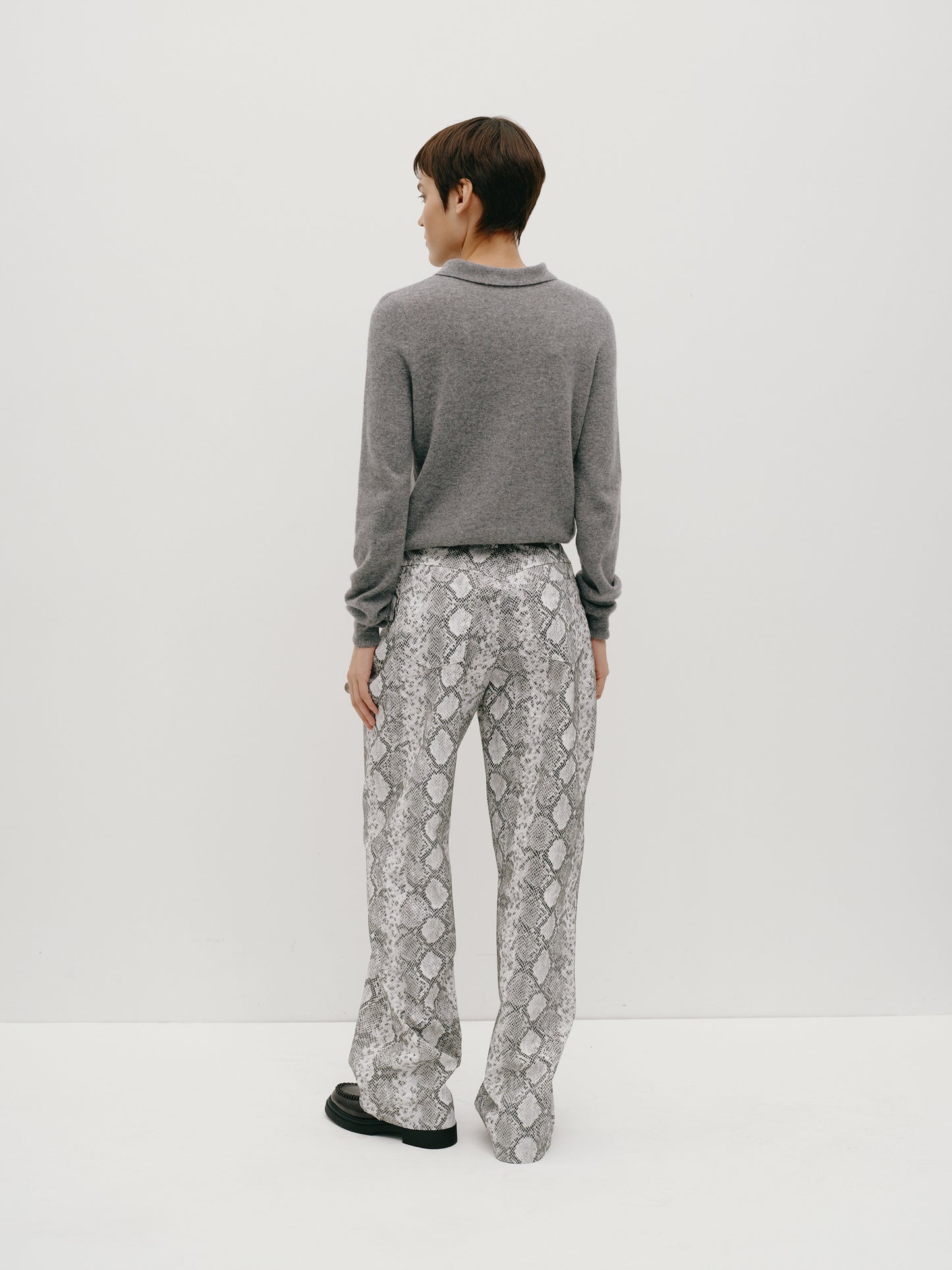 Eco-leather printed trousers
