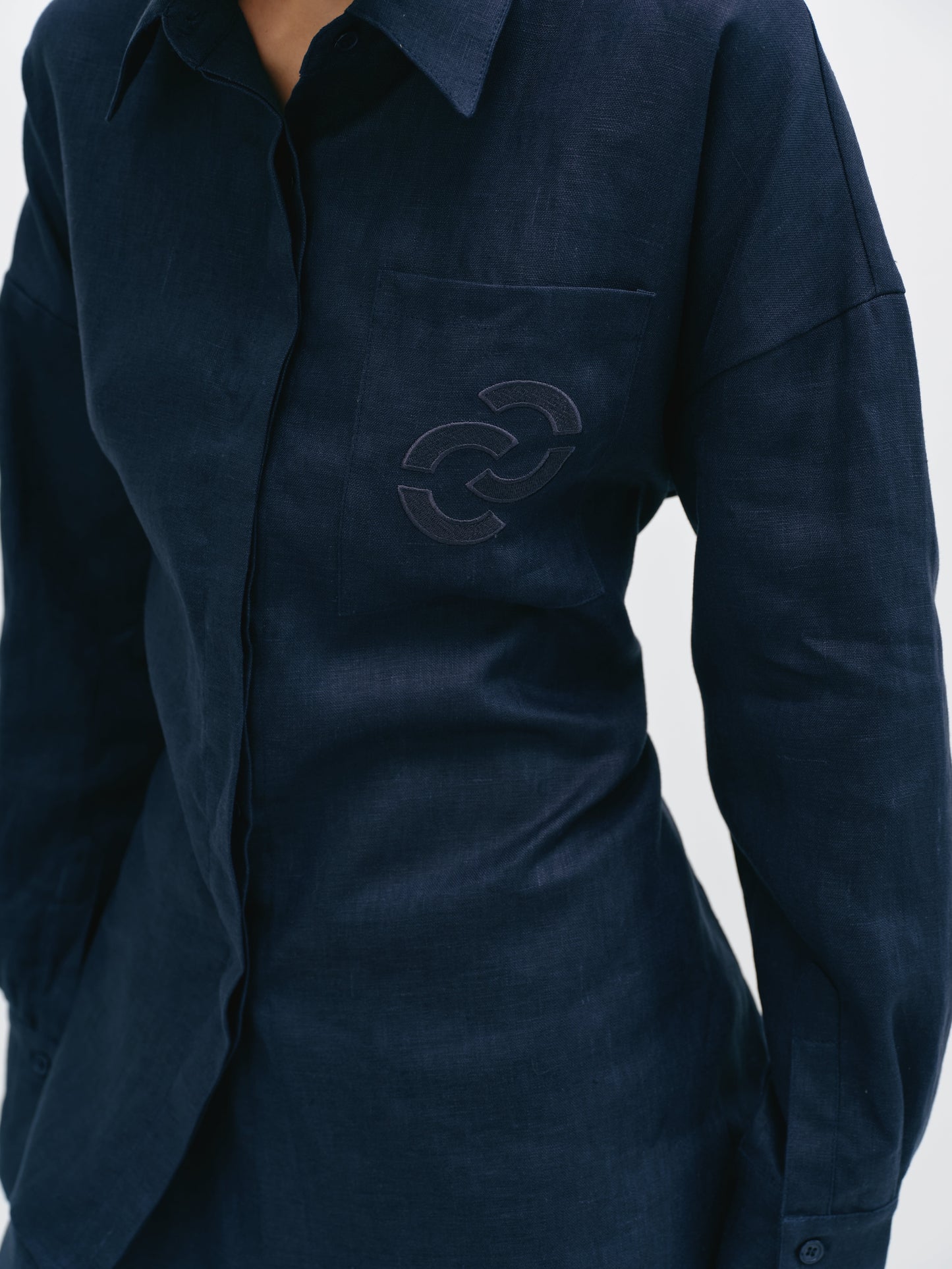 Сорочка cиня з льону