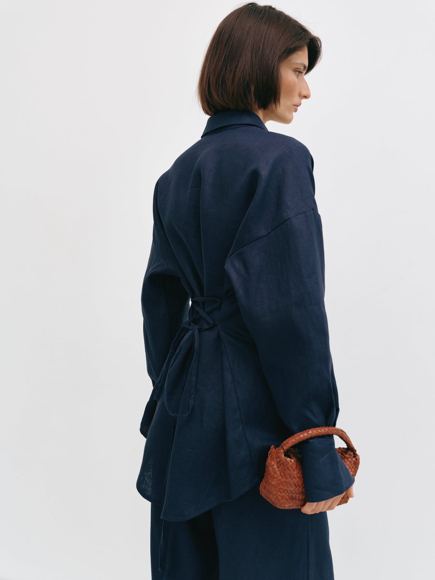 Сорочка cиня з льону