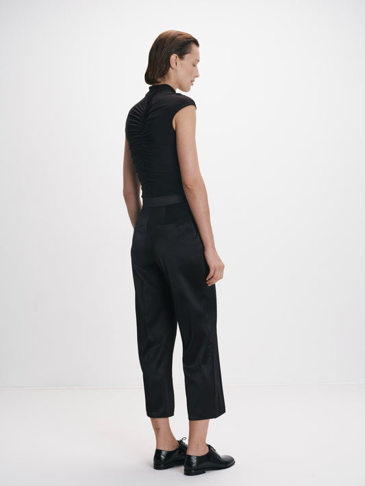 Сатинові чорні штани прямого крою