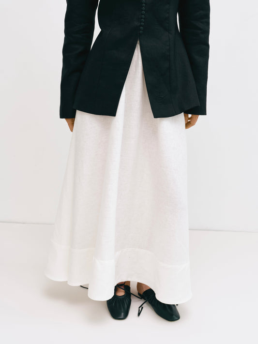 Спідниця кльош максі молочна з льону