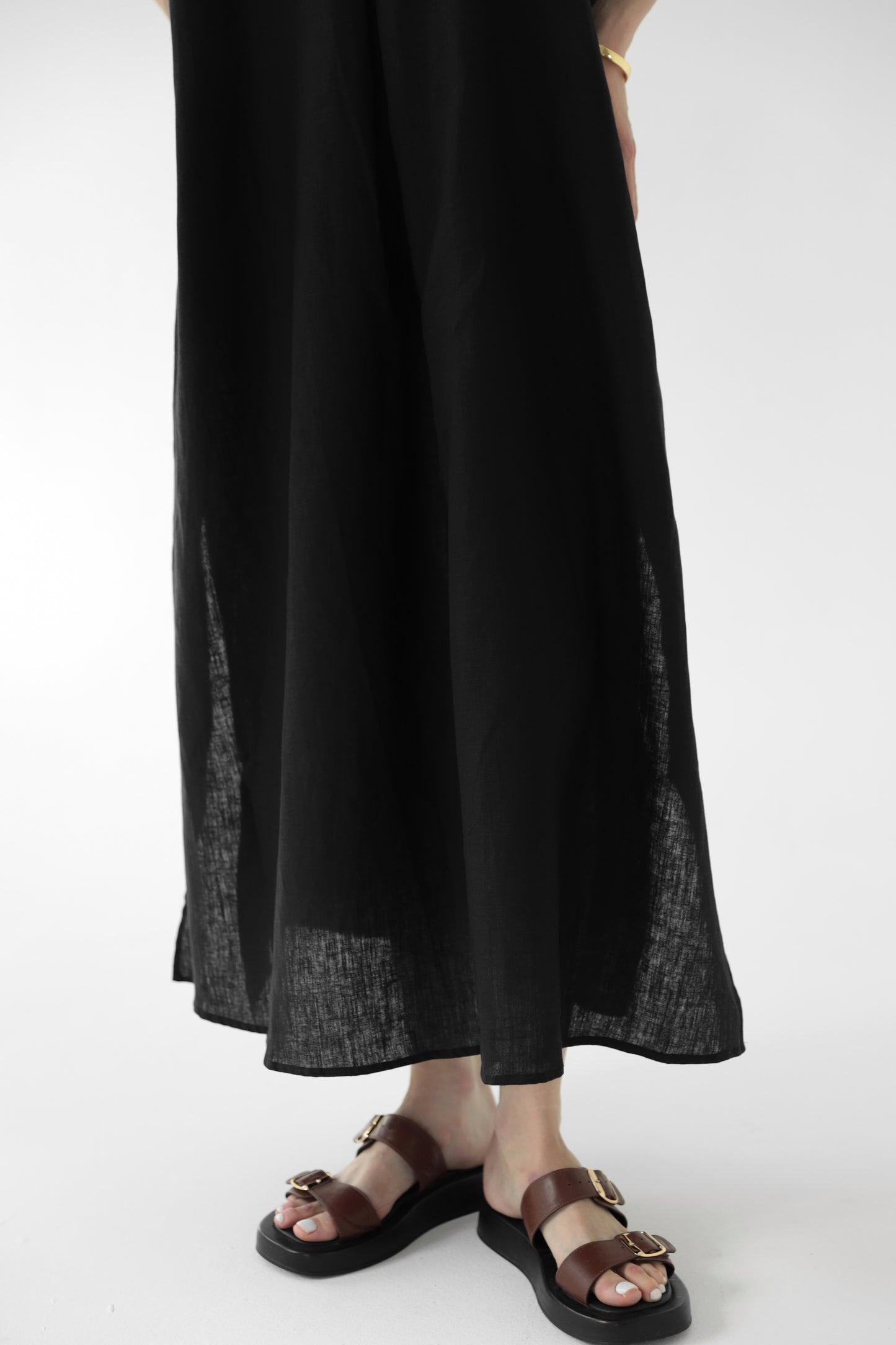 Black linen sundress without lining