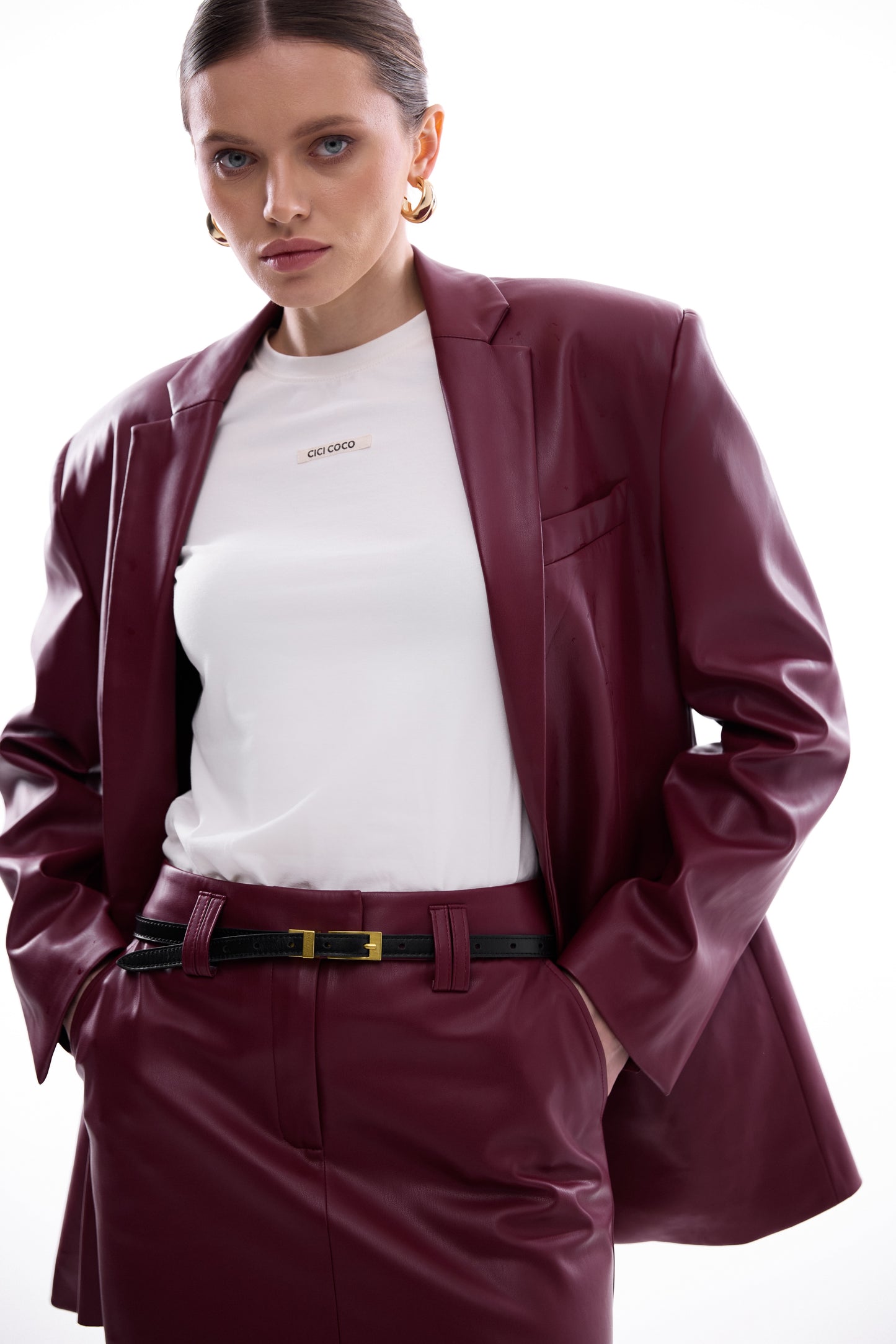 Cherry Eco-Leather Mini Skirt