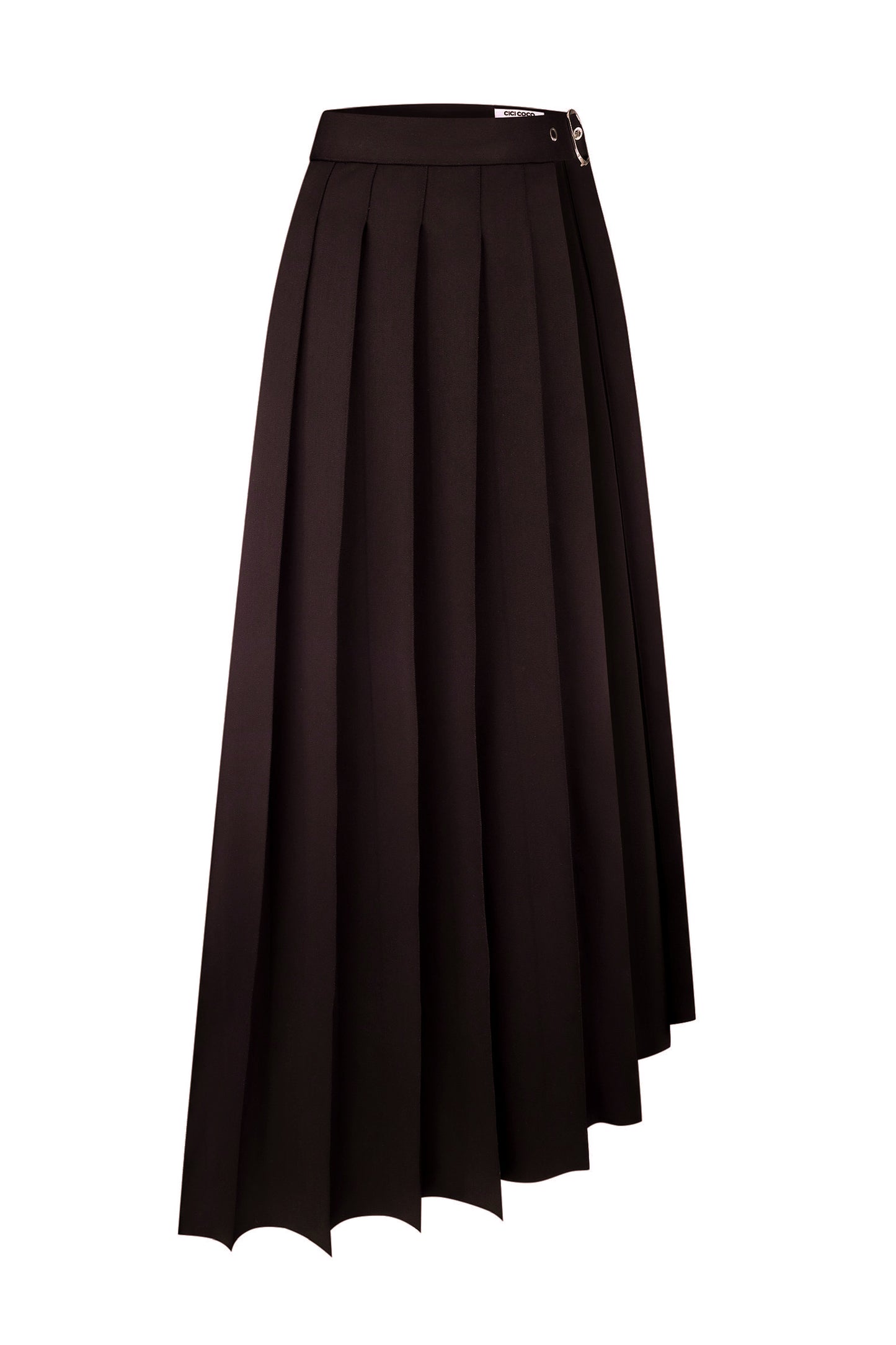 Brown pleated belt skirt