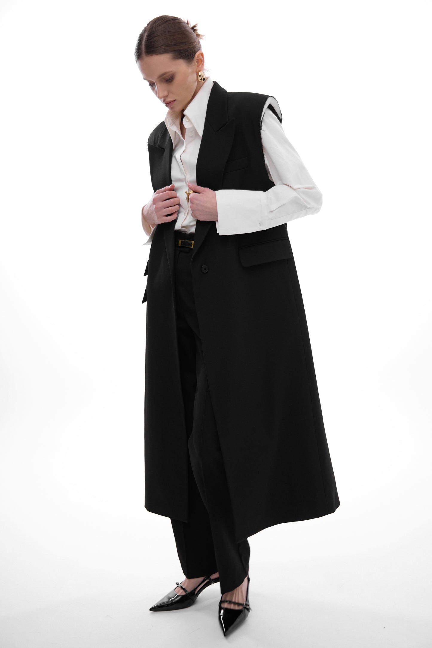 Жилет брючний максі чорний