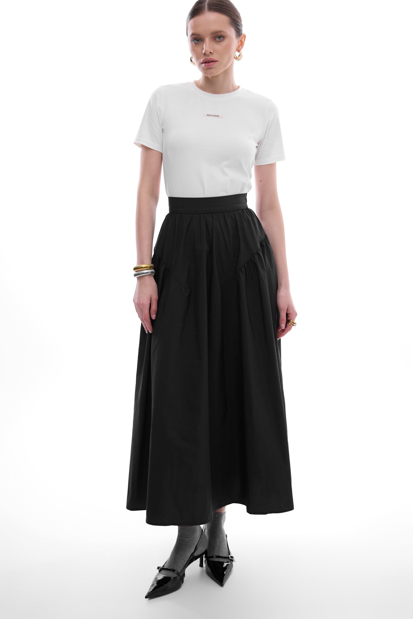 Black flared skirt