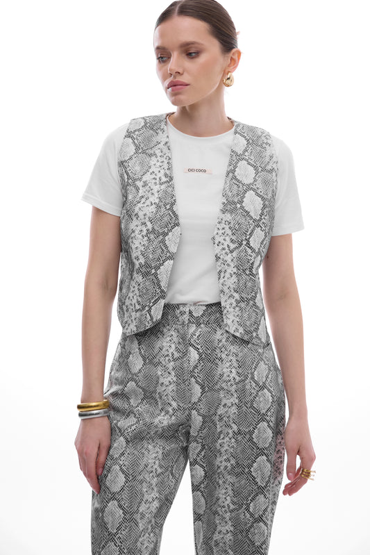 Жилетка еко-шкіра принт