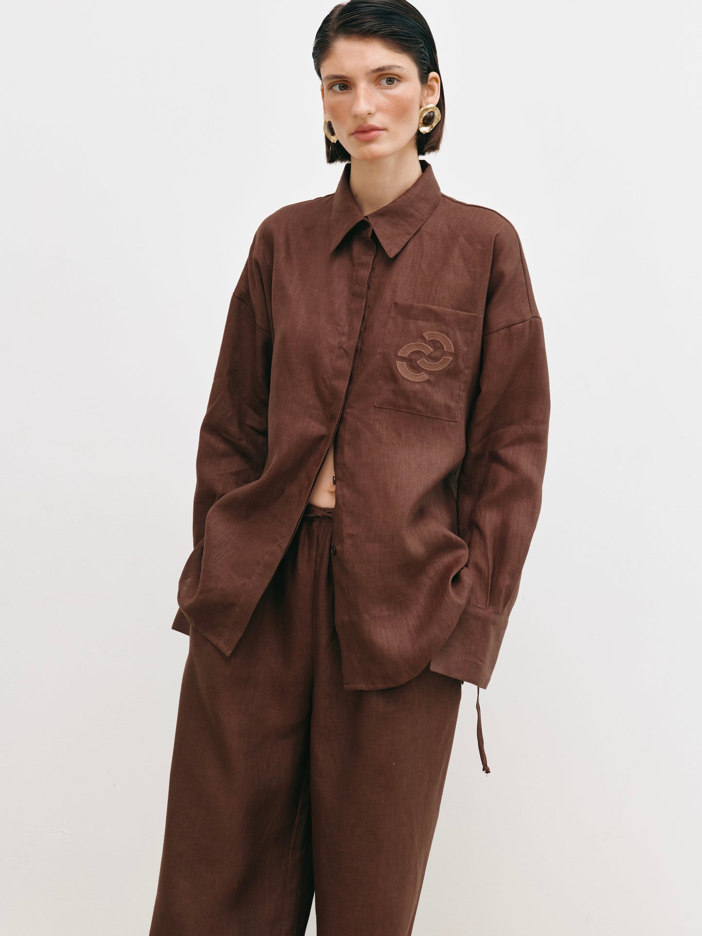 Палаццо коричневі з льону