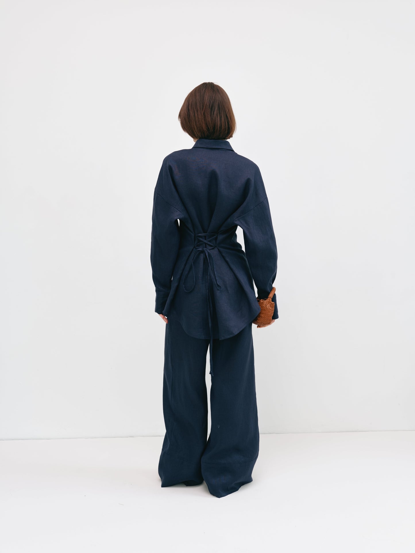 Сорочка cиня з льону