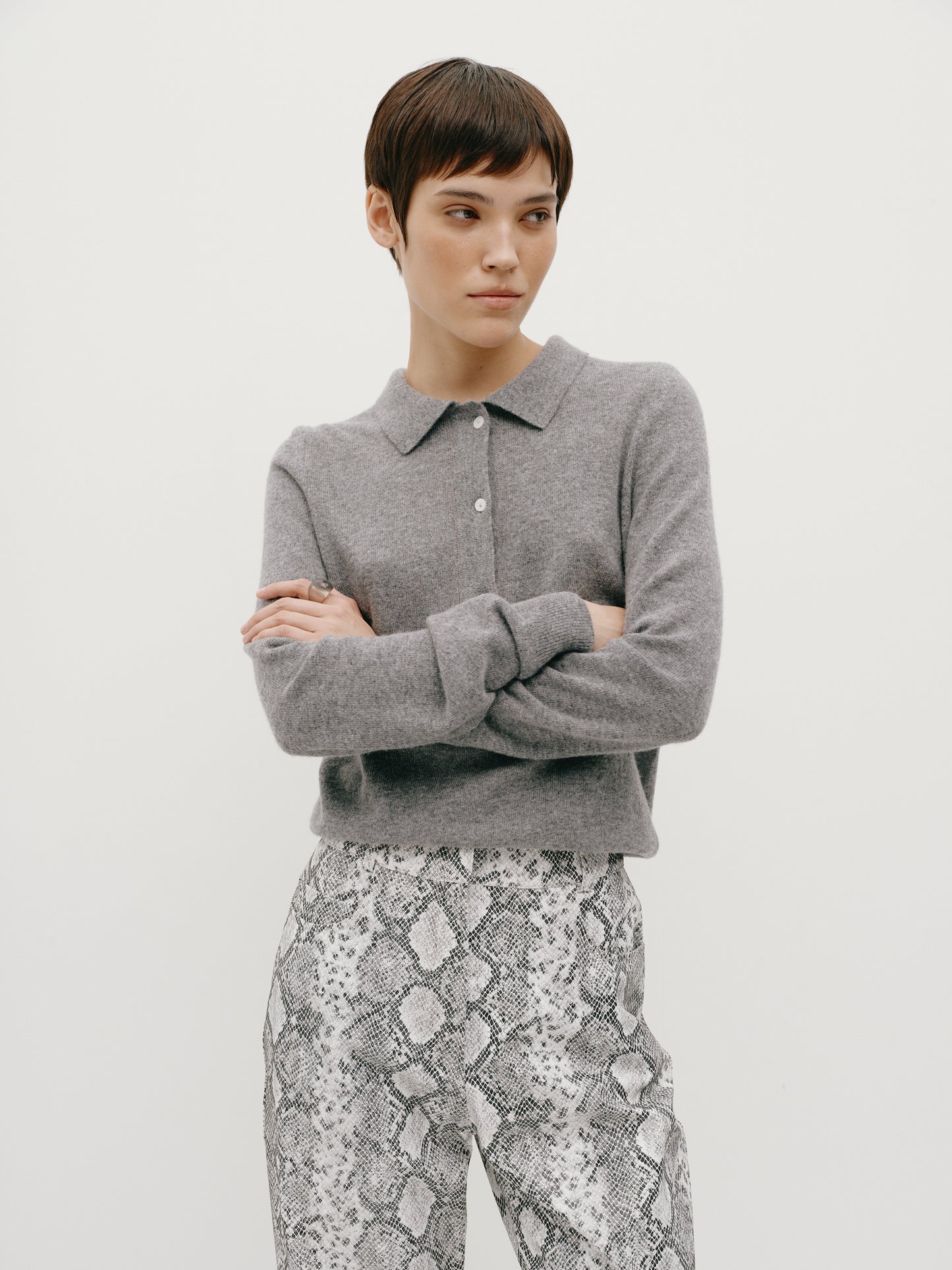 Eco-leather printed trousers