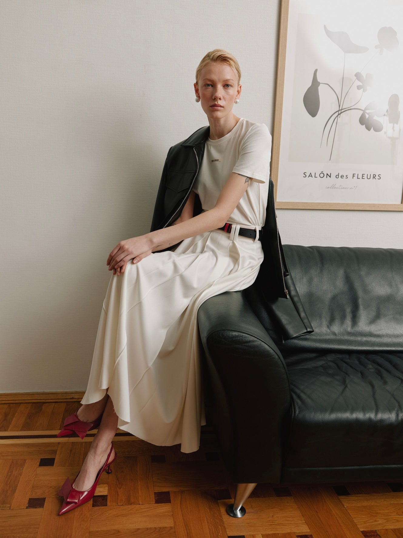 Flared trousers skirt in cream