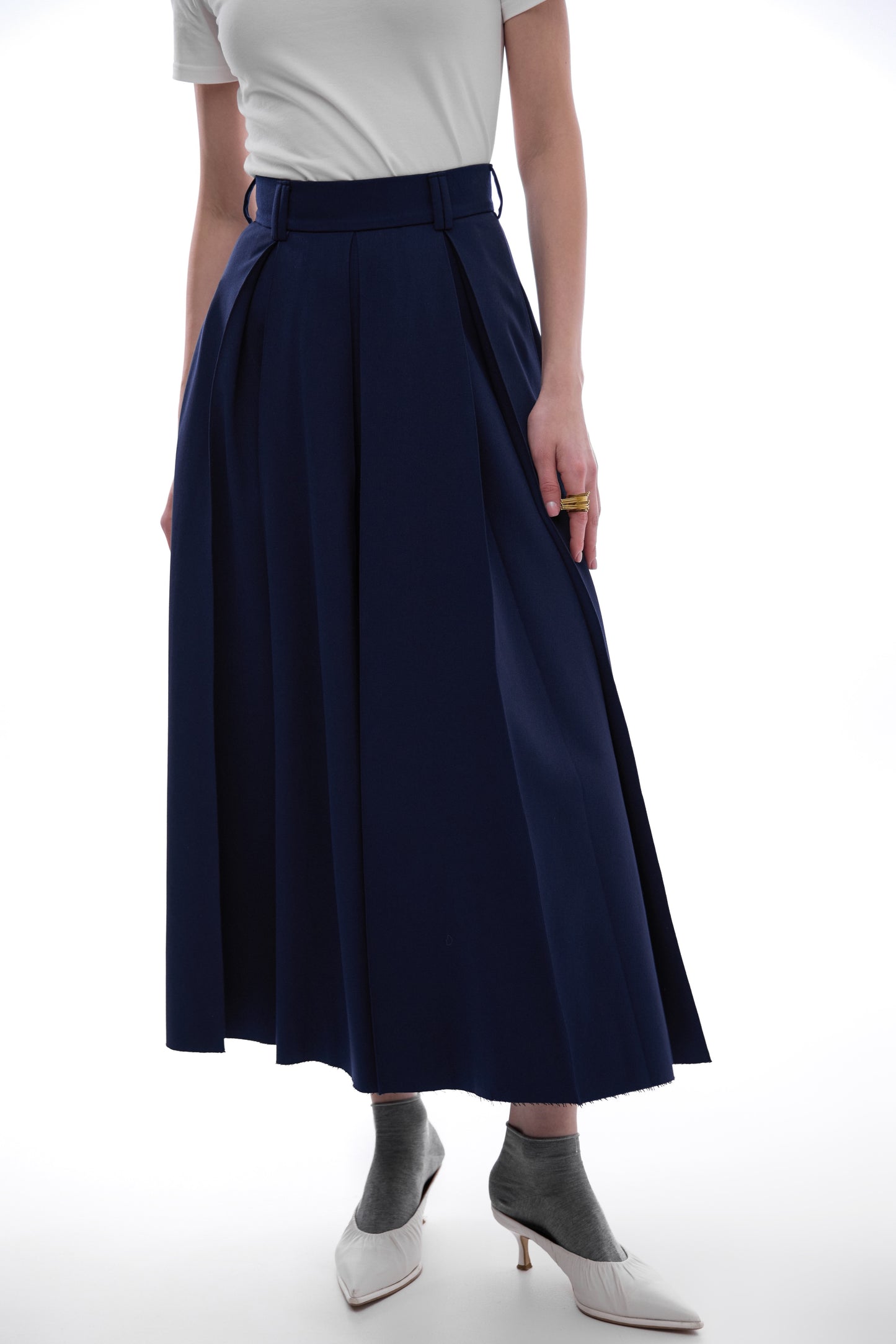 Dark blue  flared trousers skirt