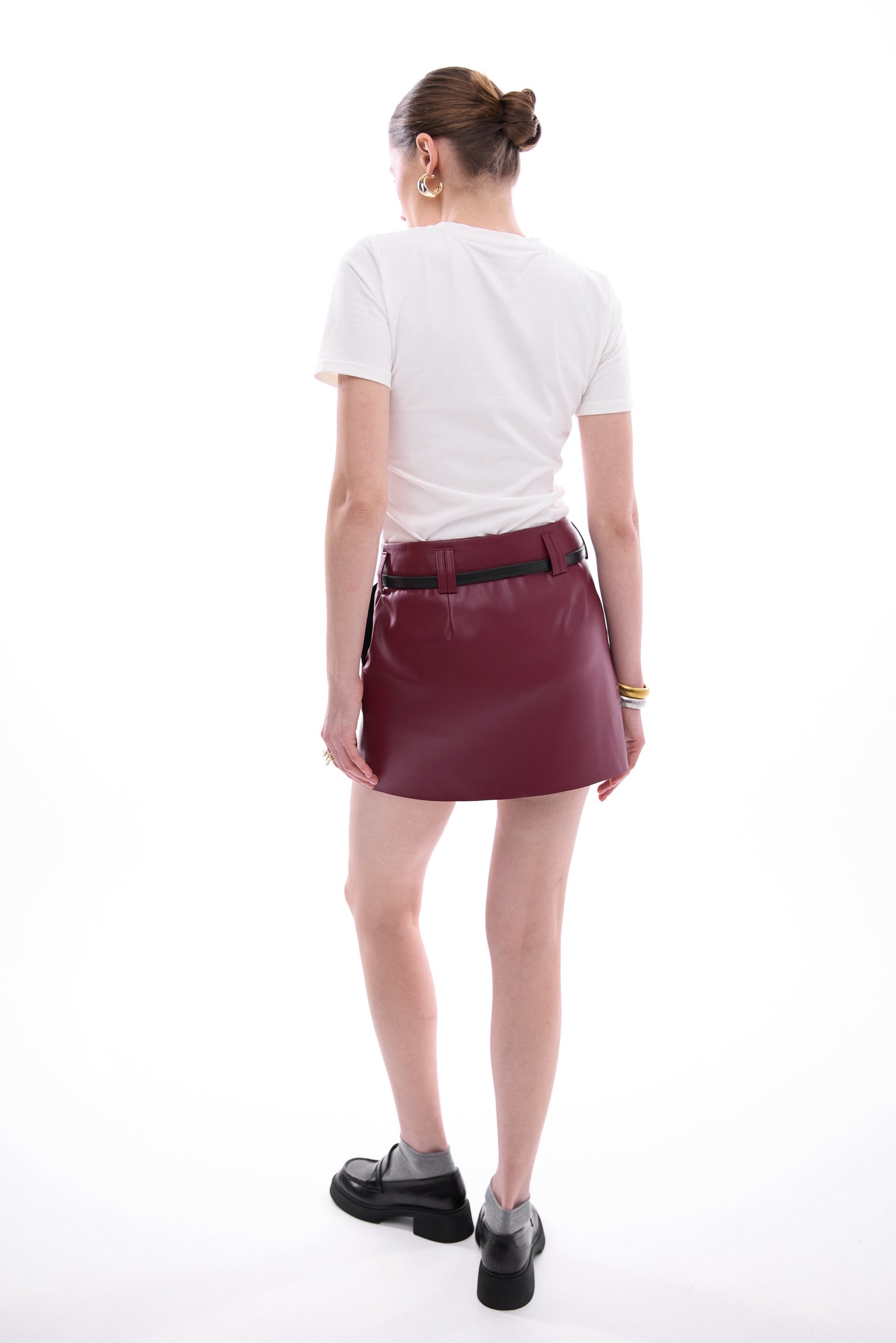 Cherry Eco-Leather Mini Skirt