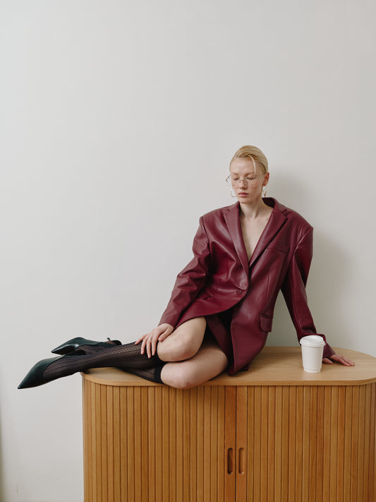 Cherry Eco-Leather Mini Skirt