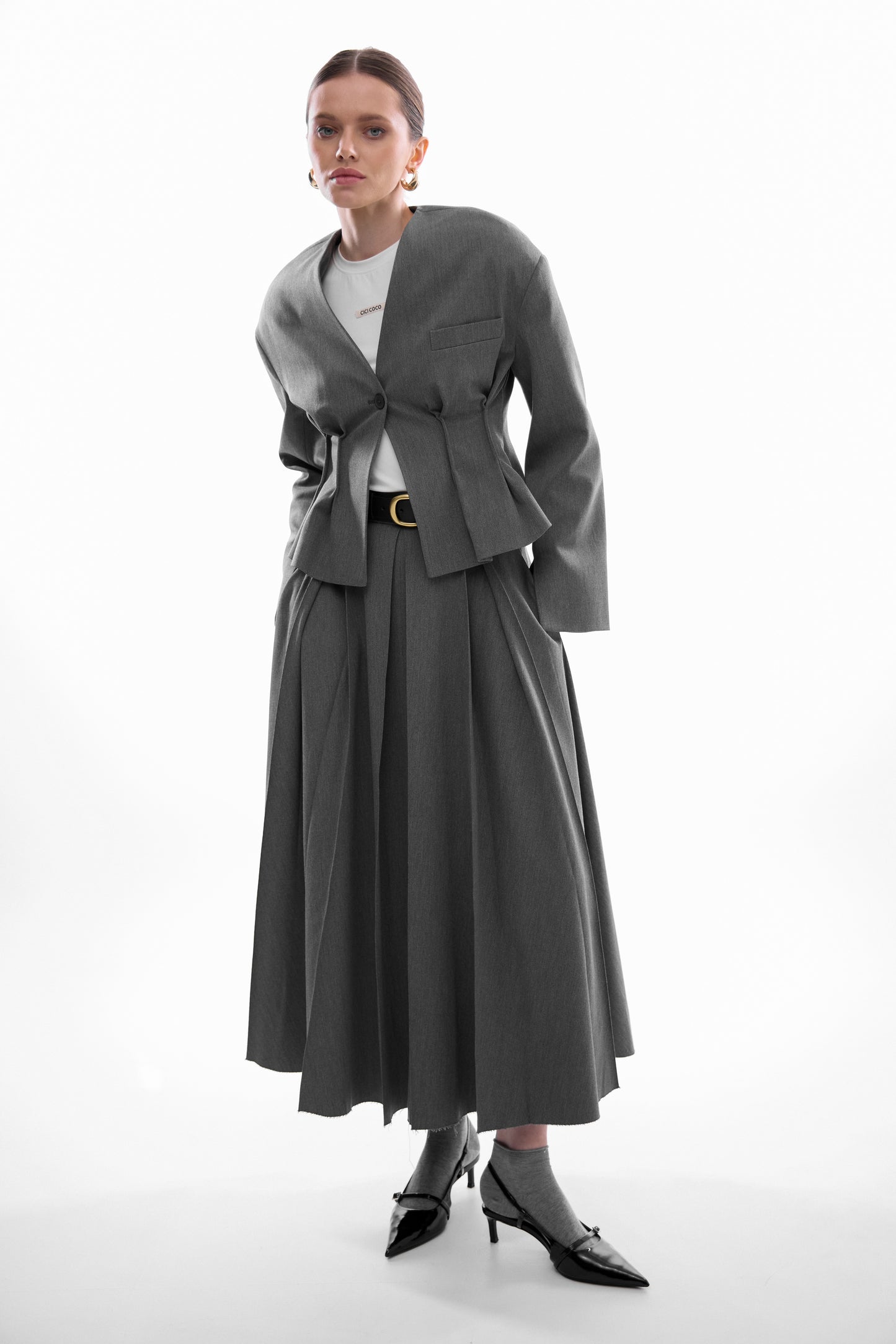 Жакет на талію короткий сірий