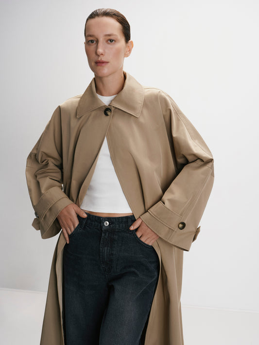 Тренч бежевий максі з поясом COUTURE