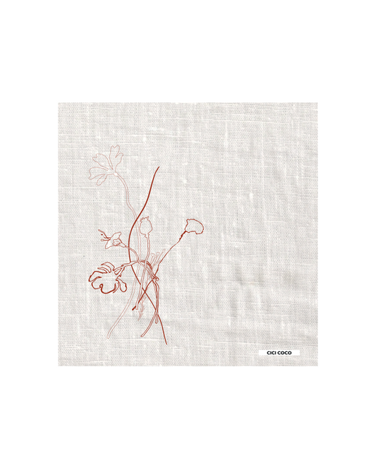 Хустинка молочна з льону з вишивкою "Маки"