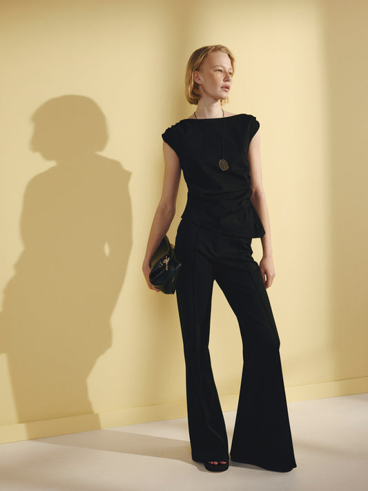 Топ з драпіруванням чорний