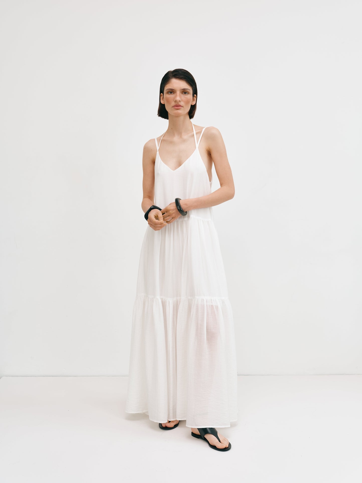 Сарафан з тенселу молочний