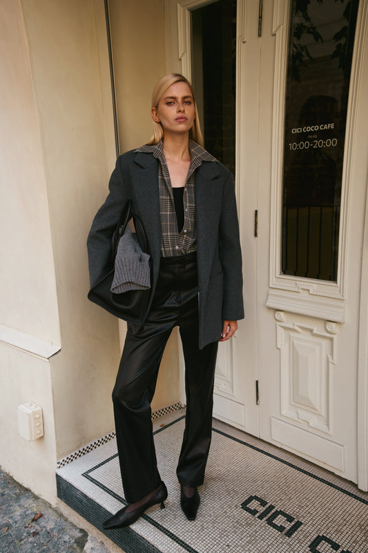 Black Eco-Leather Trousers