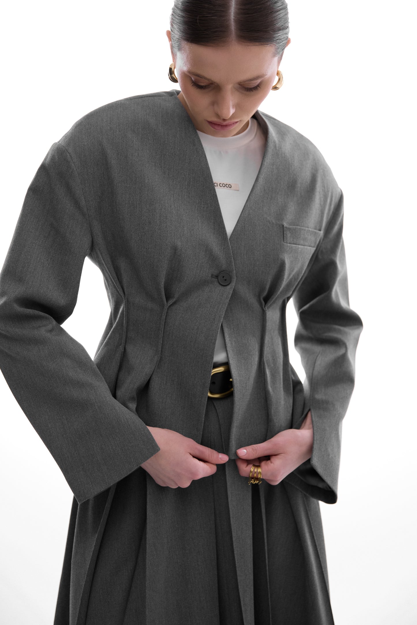 Жакет на талію короткий сірий