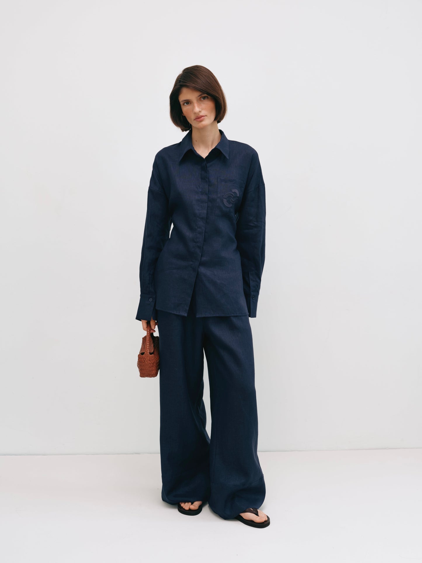 Сорочка cиня з льону