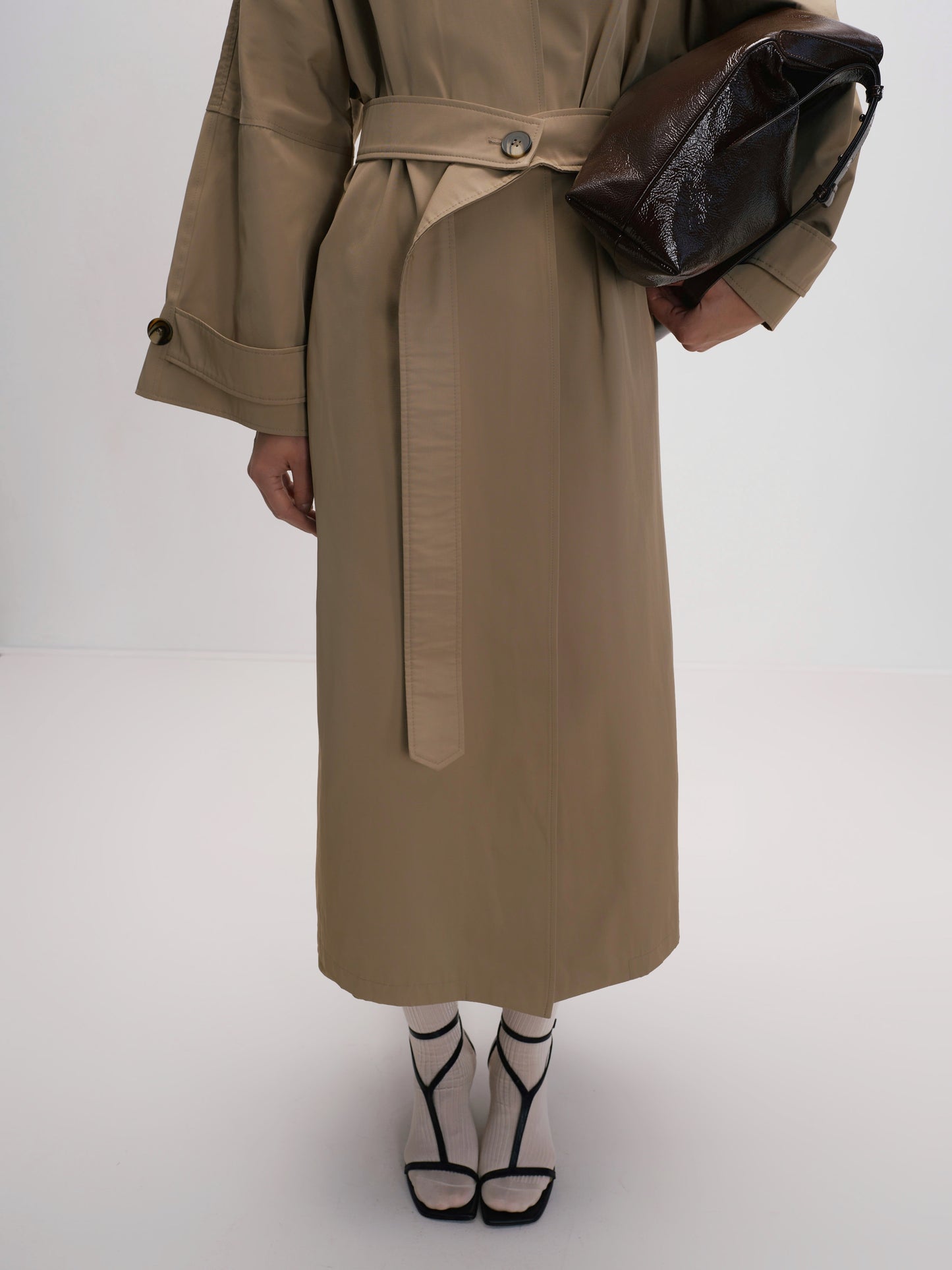Тренч бежевий максі з поясом COUTURE
