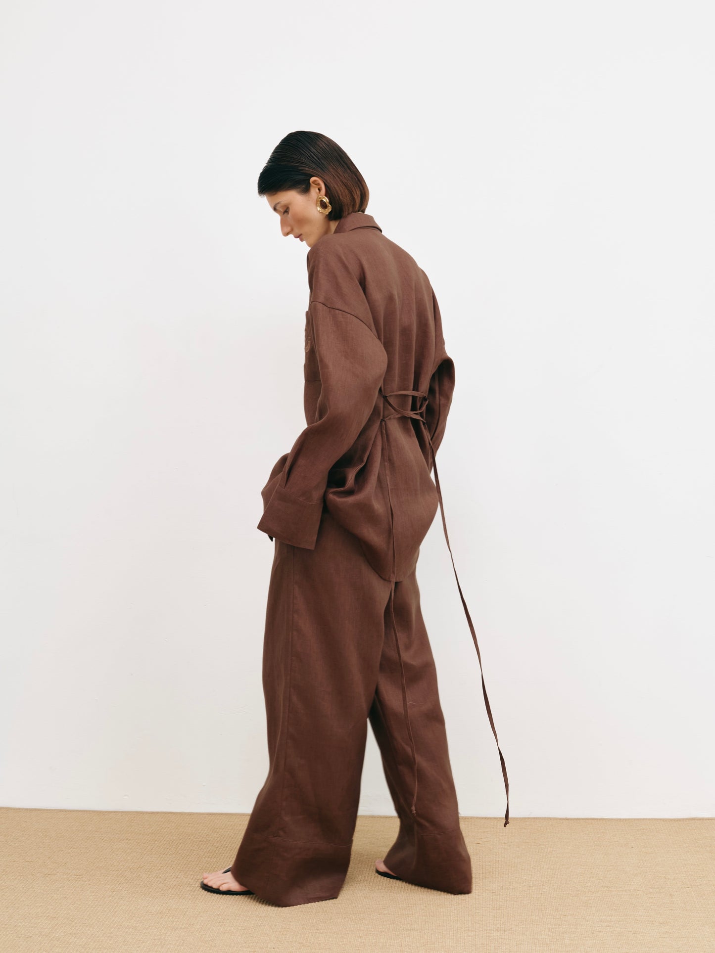 Палаццо коричневі з льону