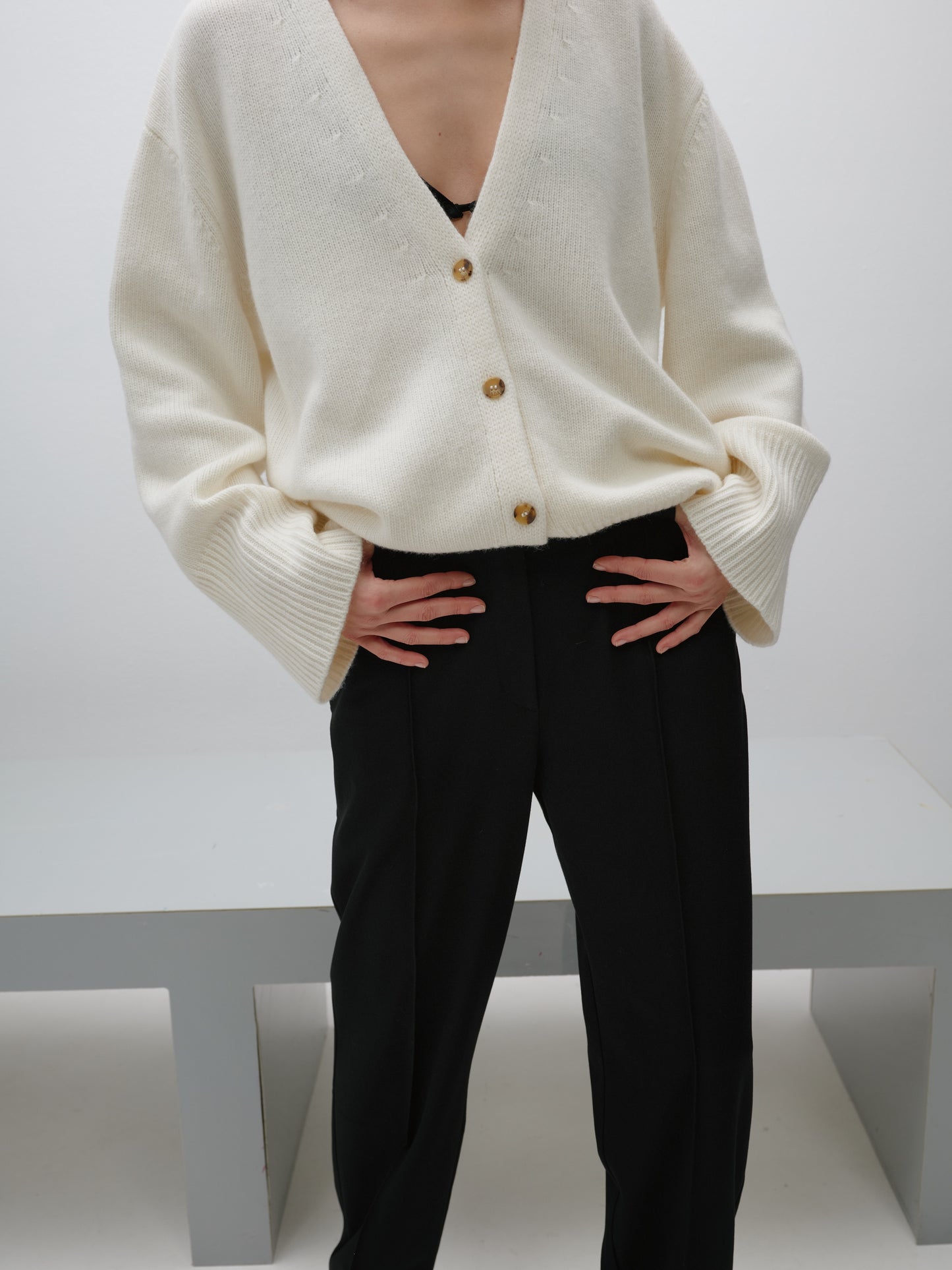 Straight black pencil trousers