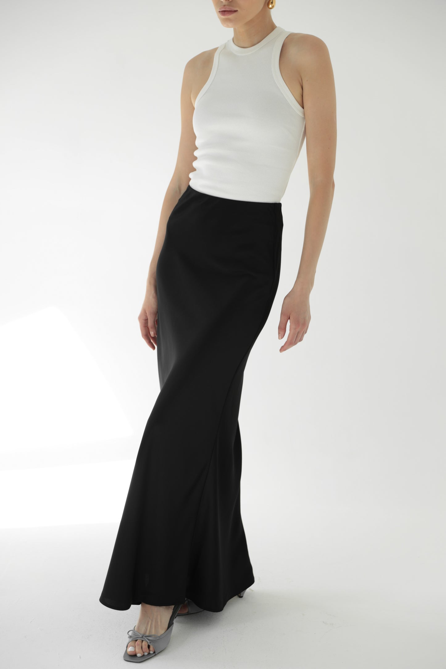 Спідниця максі сатин чорна