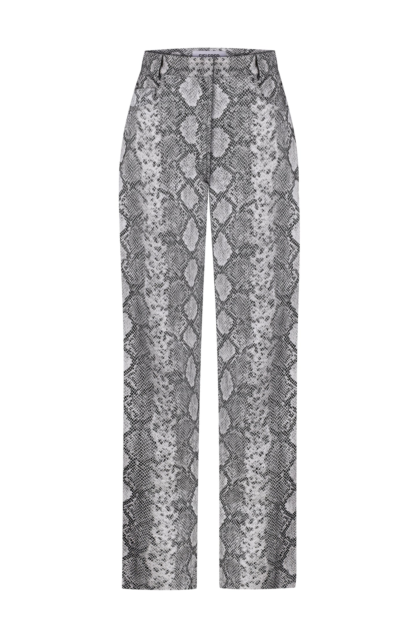 Eco-leather printed trousers