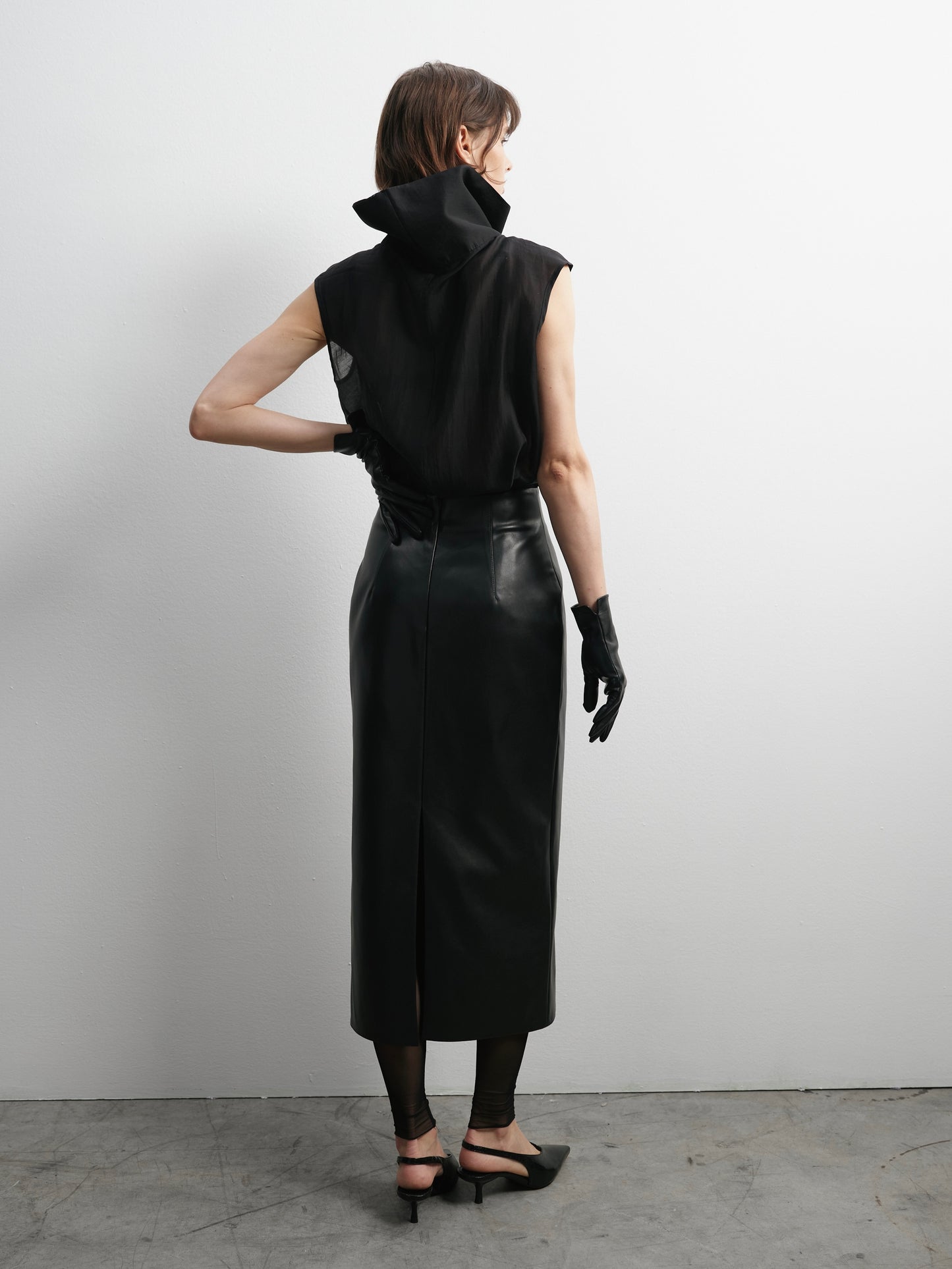 Топ під горло напівпрозорий чорний