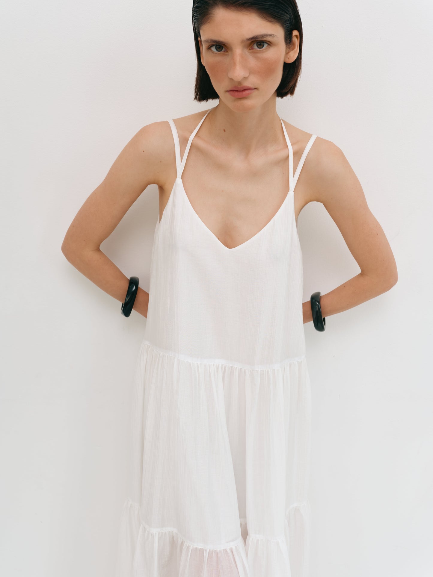 Сарафан з тенселу молочний