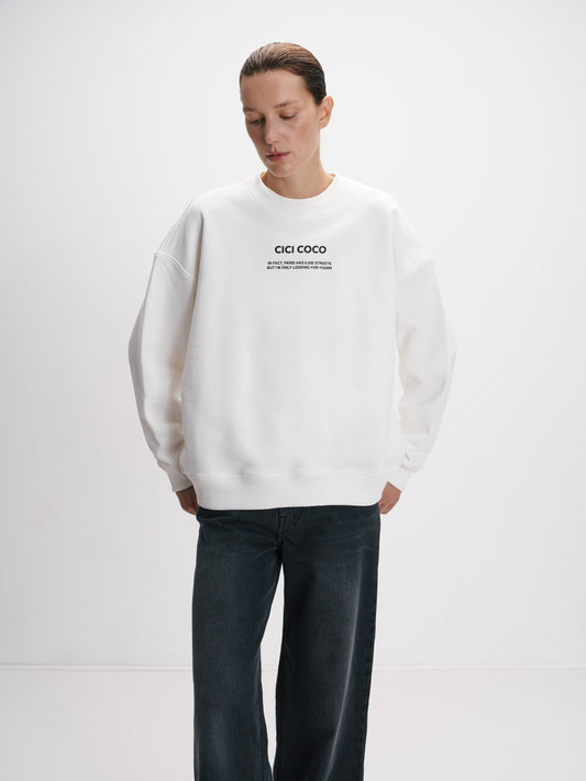 Світшот молочний з принтом