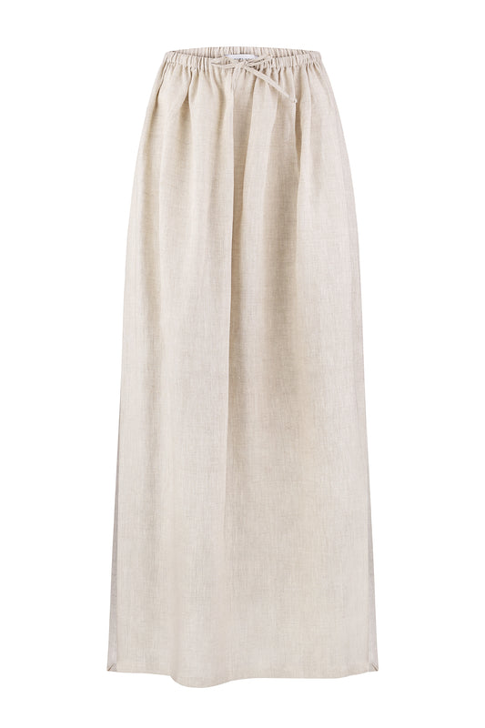 Спідниця максі з льону бежева