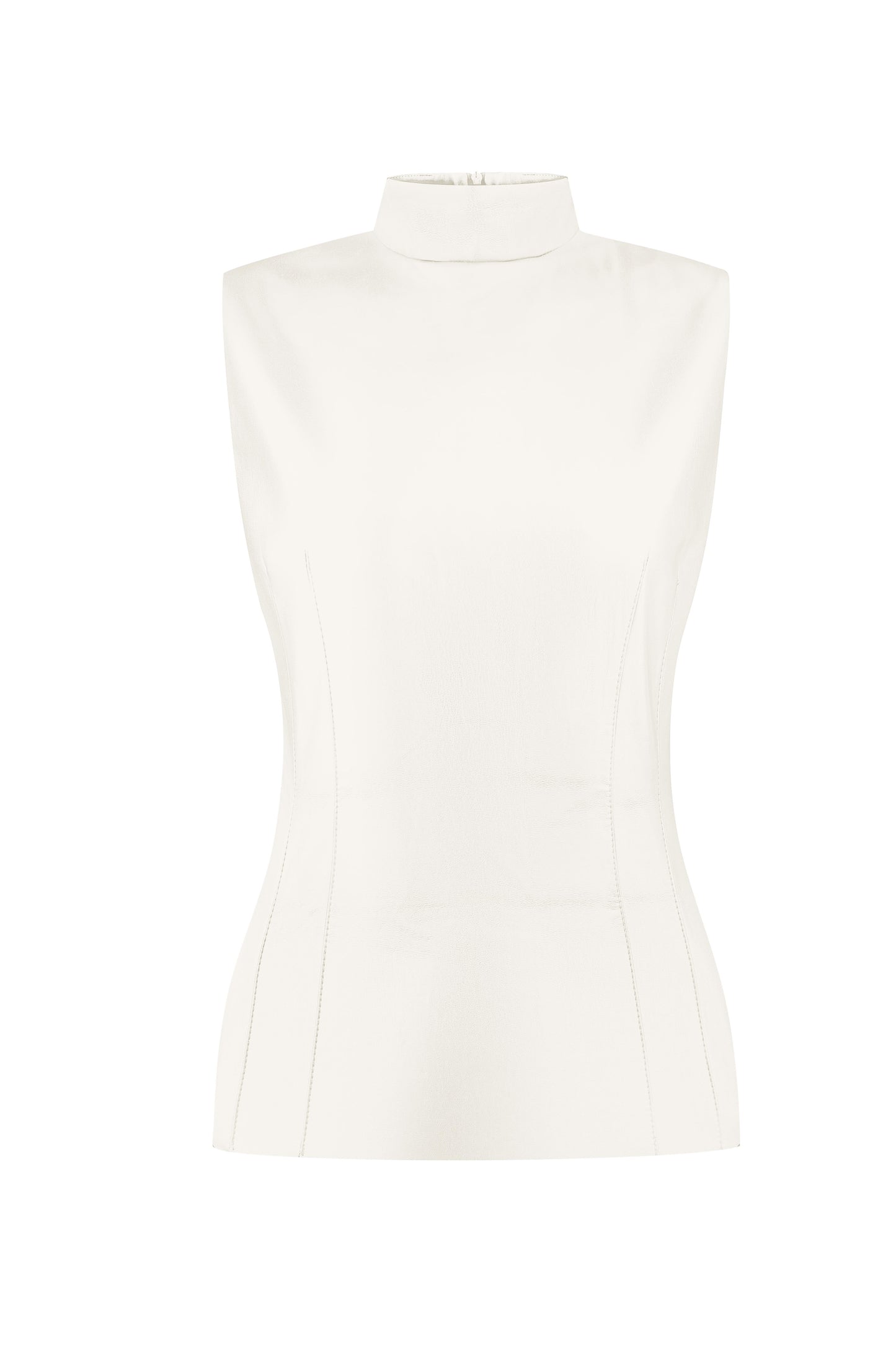 Гольф без рукавів еко-шкіра молочний