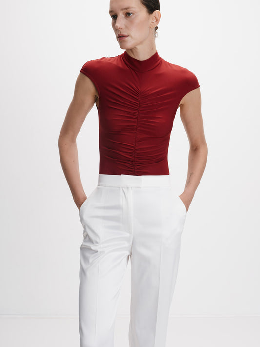 Сатинові білі штани прямого крою