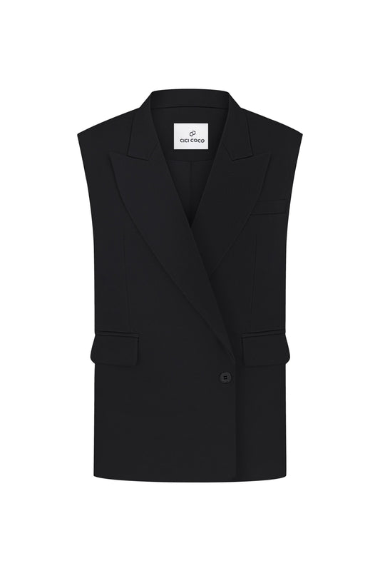 Жилет брючний чорний з обробленими плечима