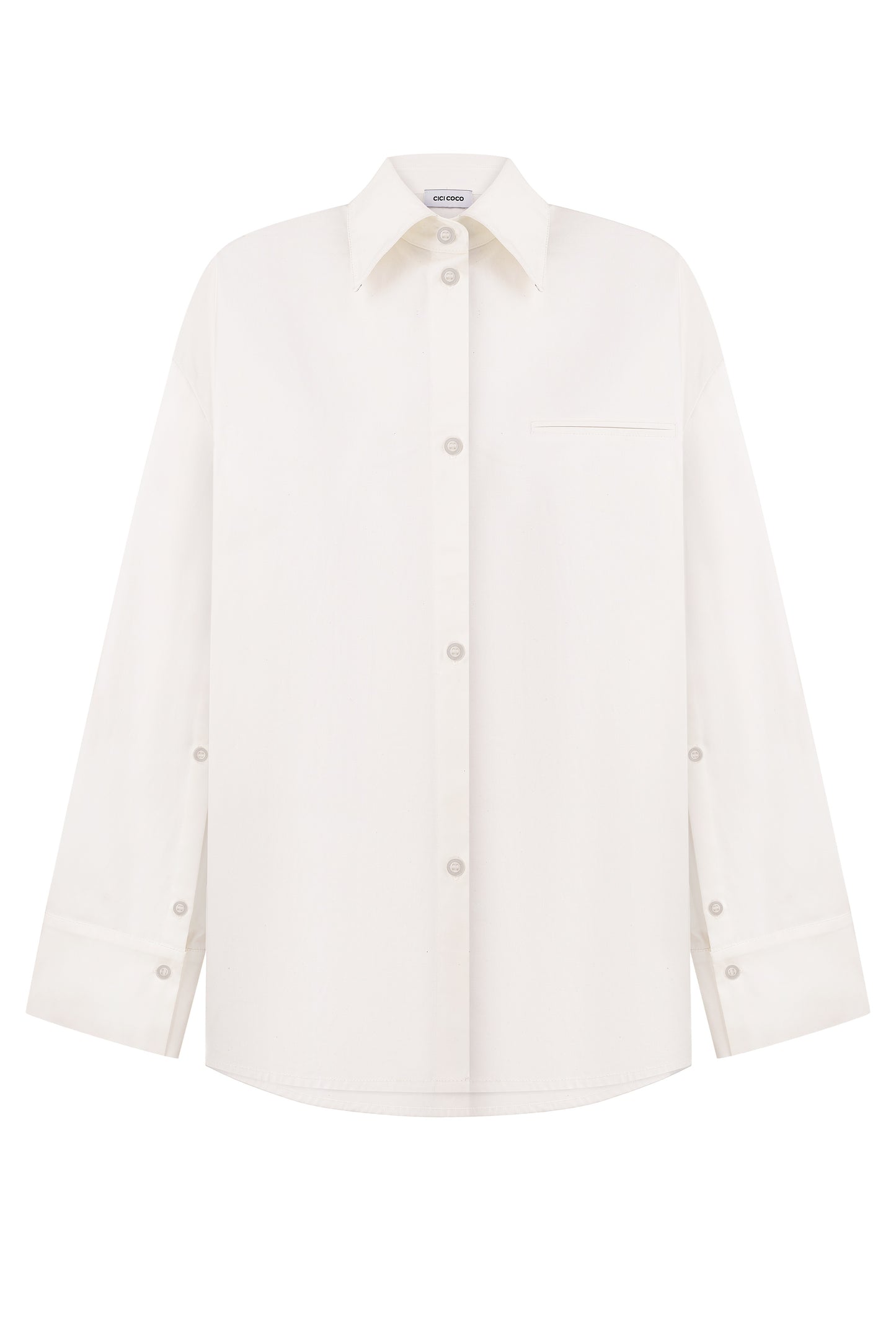 Сорочка з акцентними рукавами молочна COUTURE