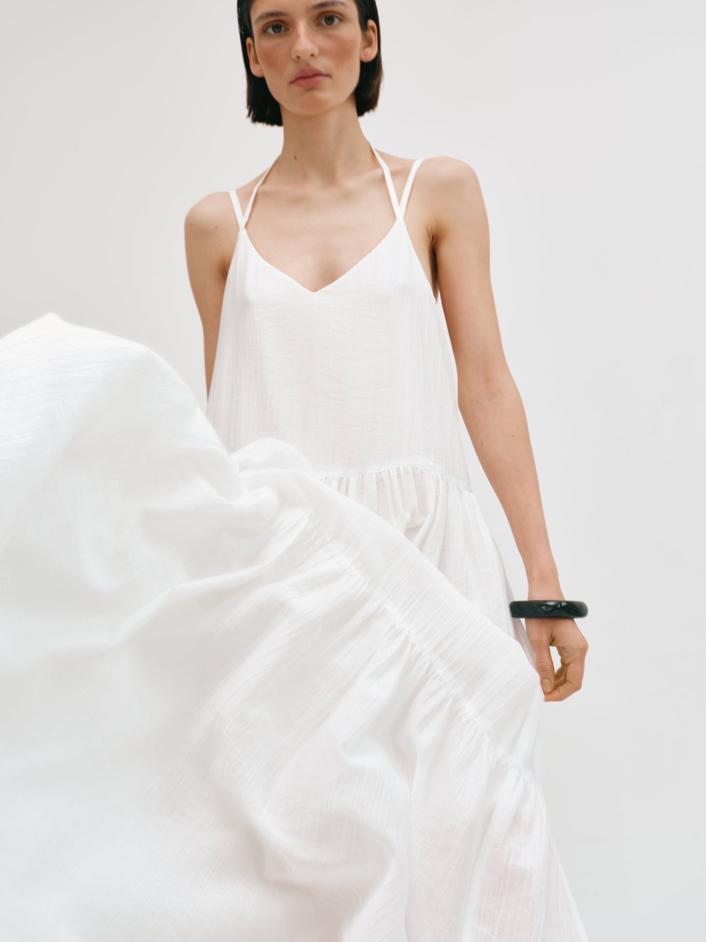 Сарафан з тенселу молочний