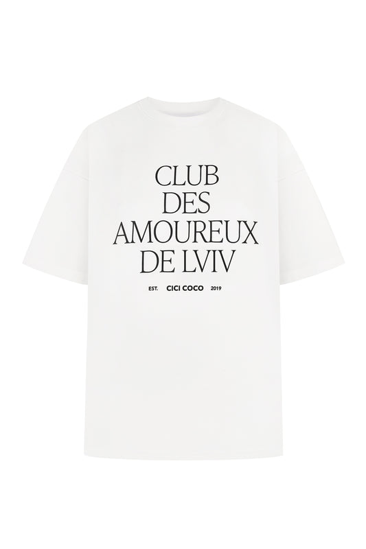 Футболка оверсайз з чорним принтом